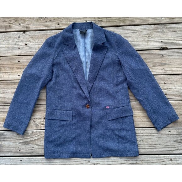ARMANI‎ EXCHANGE LIGHTWEIGHT SHEER BLUE BLAZER WOMANS SIZE 2 - Picture 1 of 8